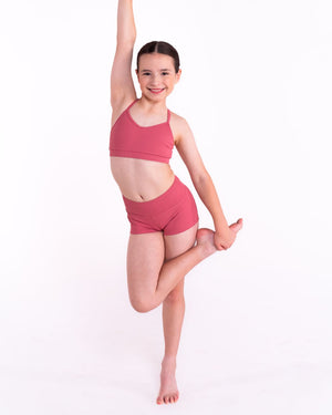 Movement-friendly ribbed shorts demonstrating comfort and range