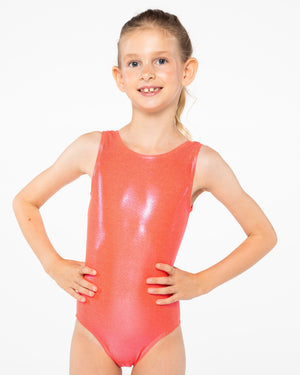 Mystique leotard in Orangeade – shiny dance & gymnastics – elastic scoop neck