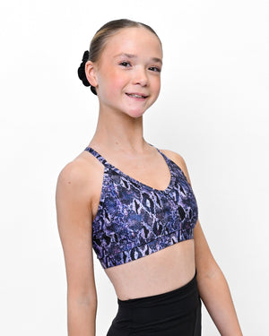 Nova Cross Strap Crop Top Front View - Pink Lemon Dancewear