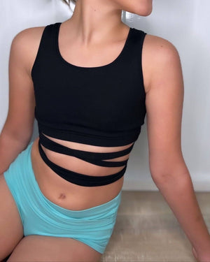 Basics Tie Crop Top - Pink Lemon Dancewear