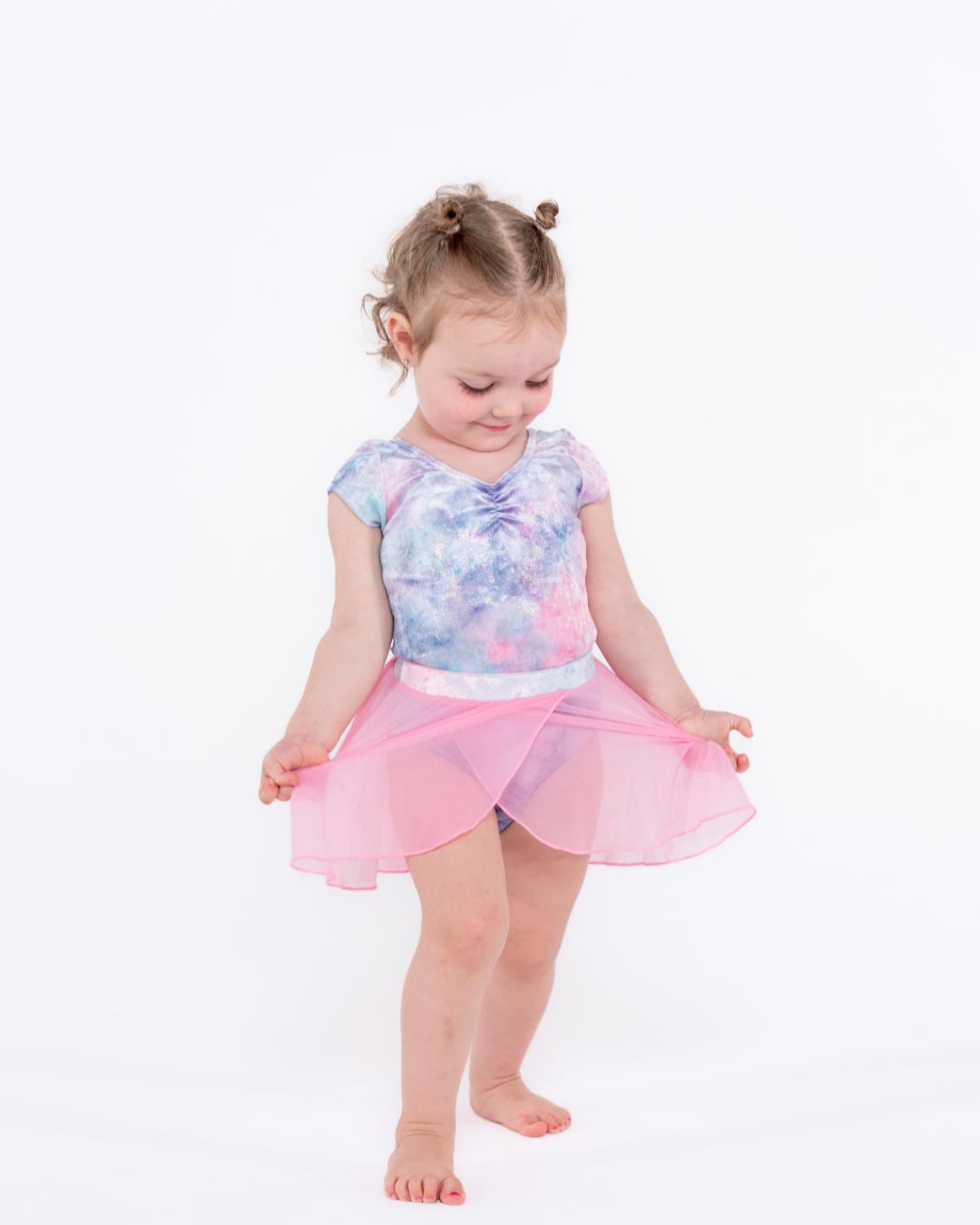 Lily Cross Over Pull on Pink Mesh Skirt
