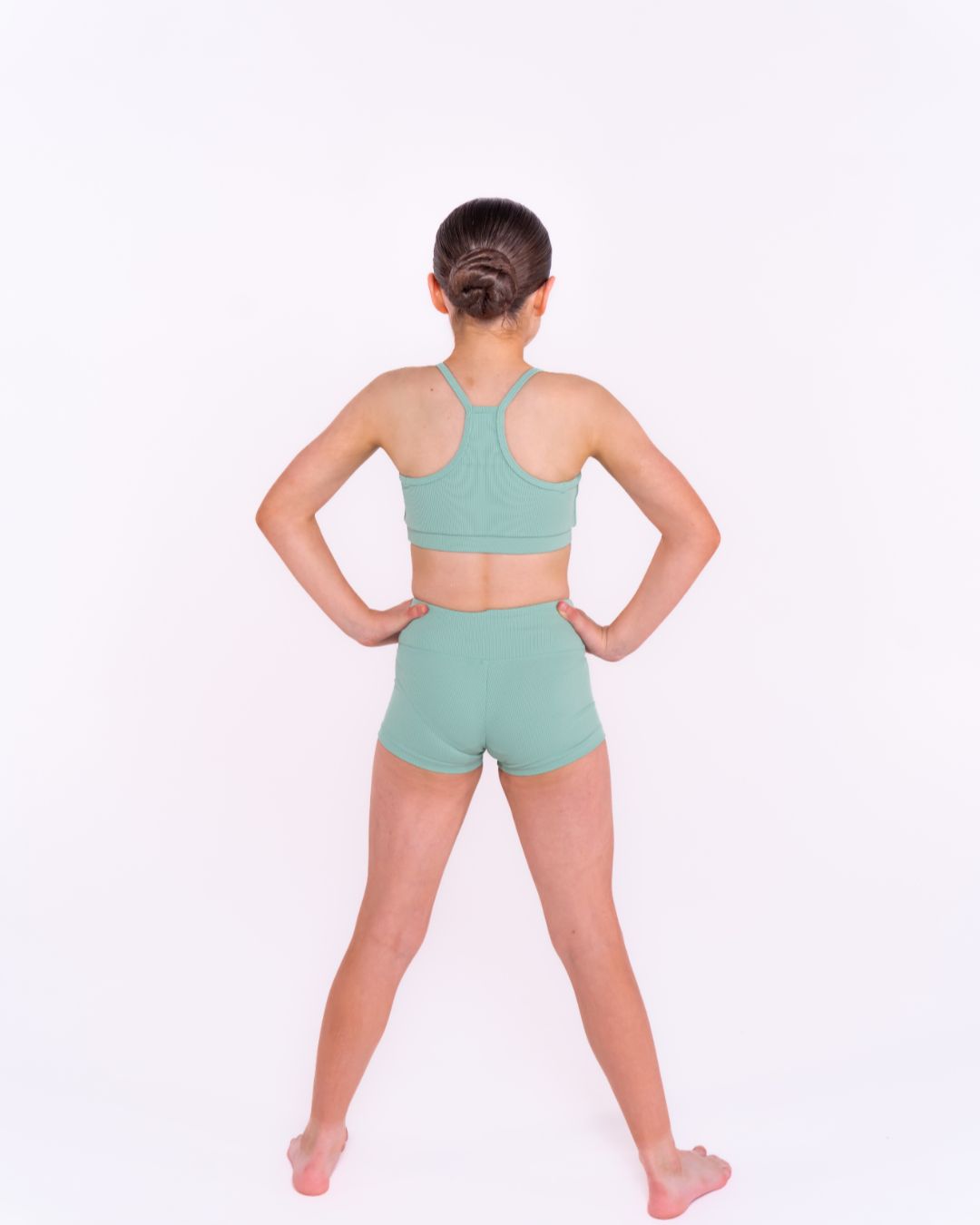 Ribbed fabric detail showing texture and quality of dance shorts