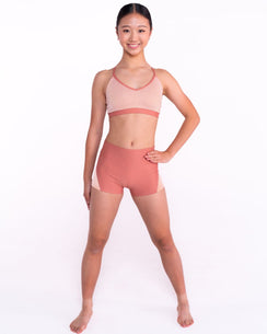 Shimmer crop top in Gold – metallic girls dance top